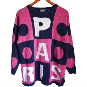 Paris Sport Club Graphic Sweater Unisex Oversized Bold Colorblock 80s Streetwear